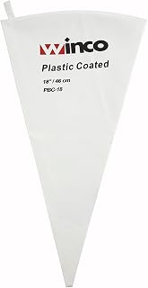 Winco 18-Inch Cotton Pastry Bag with Plastic Coating - Reusable Professional Piping Bag for Cake Decorating, White