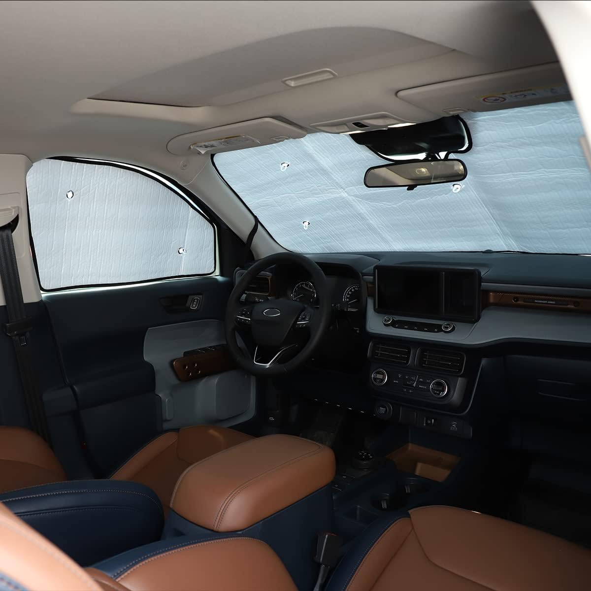 Windshield Sun Shade for Ford Maverick Accessories 2022 Car Silver Thicken 5-Layer UV Reflector Auto Front Window Sunshade Visor Shield Cover and Keep Your Vehicle Cool (Silver-6 Pcs)