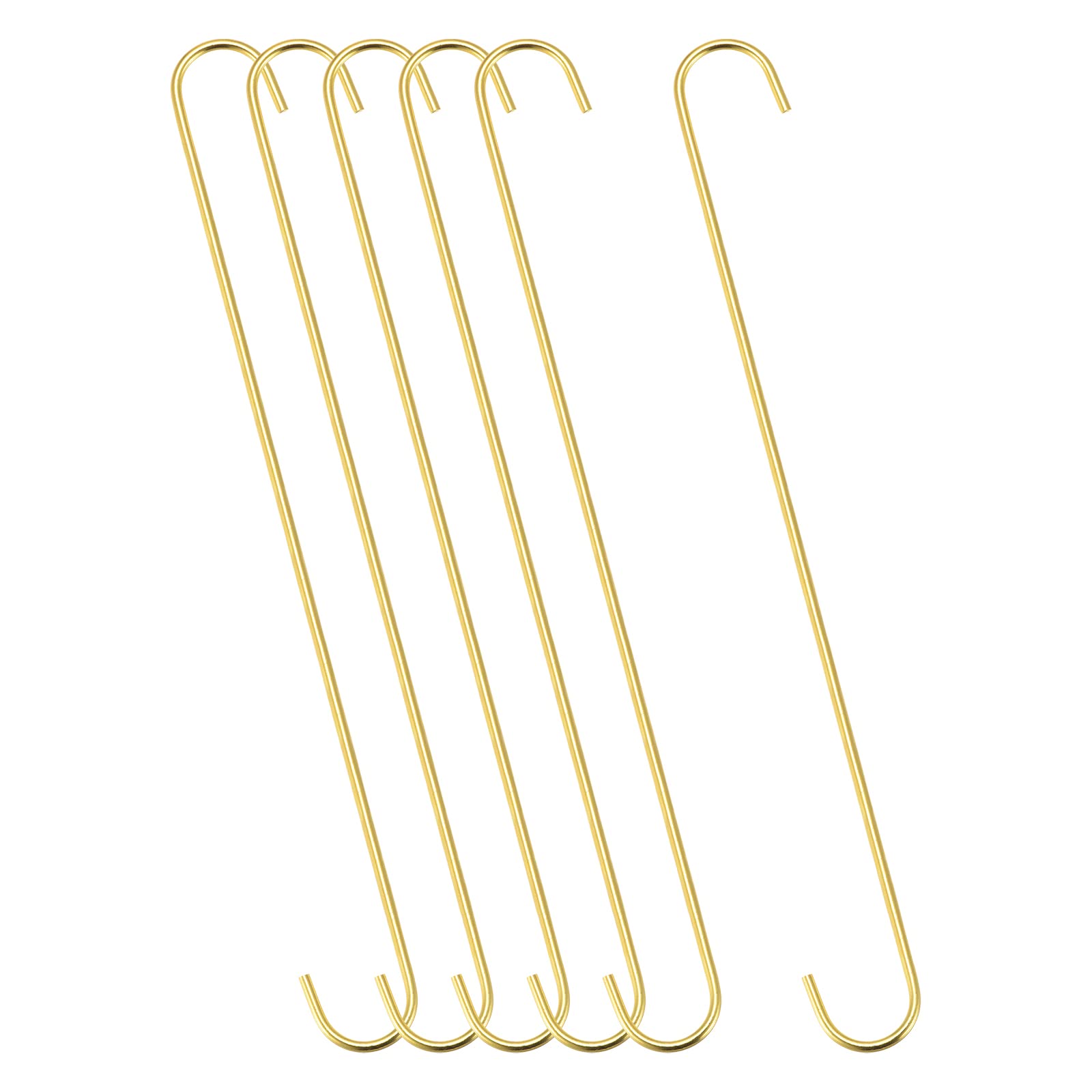 Crochet en S extra long 400 mm uxcell en acier doré pour penderie et jardin (6 pièces)