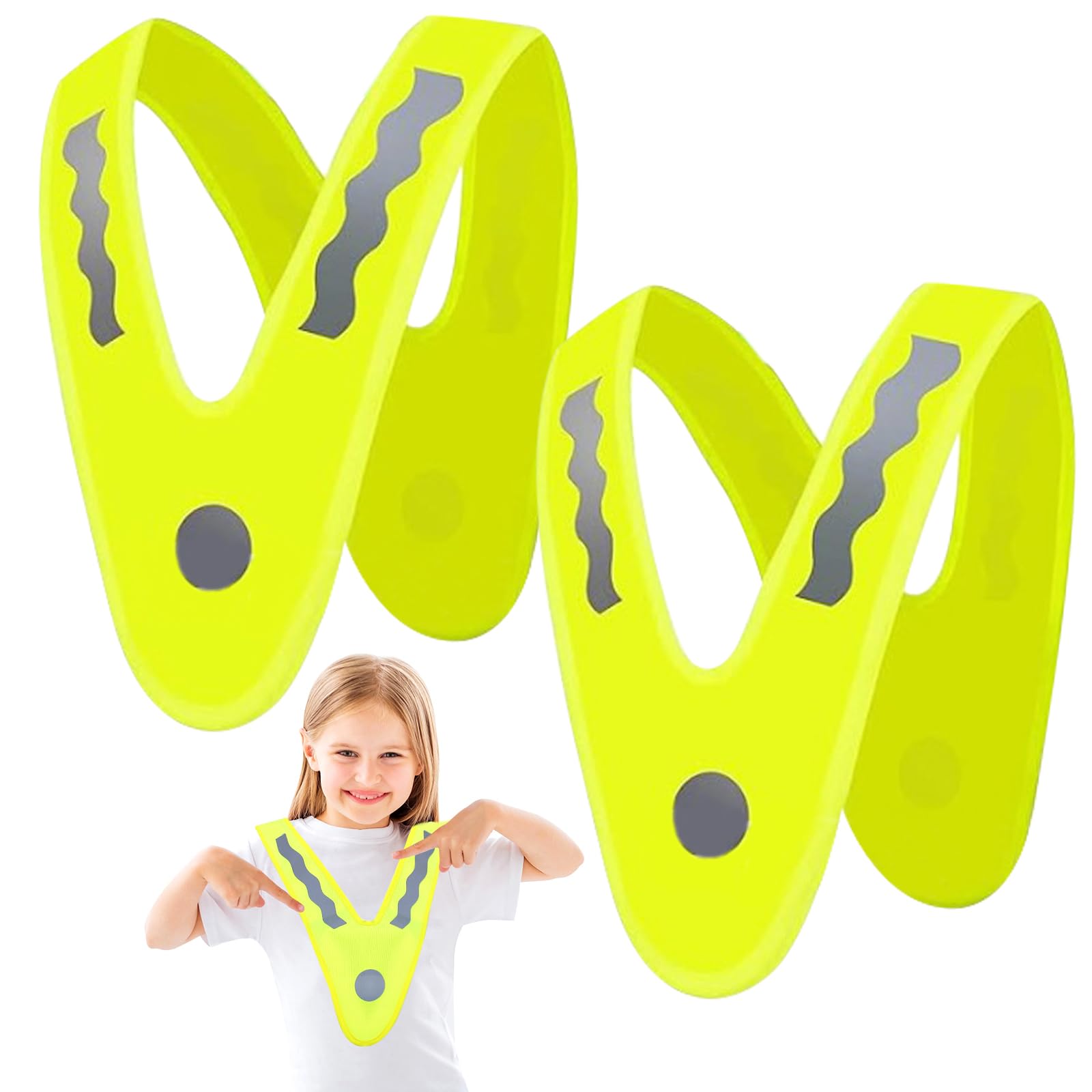 Rundago 2 Pièces Gilets de Sécurité pour Enfan, Jaune Fluo
