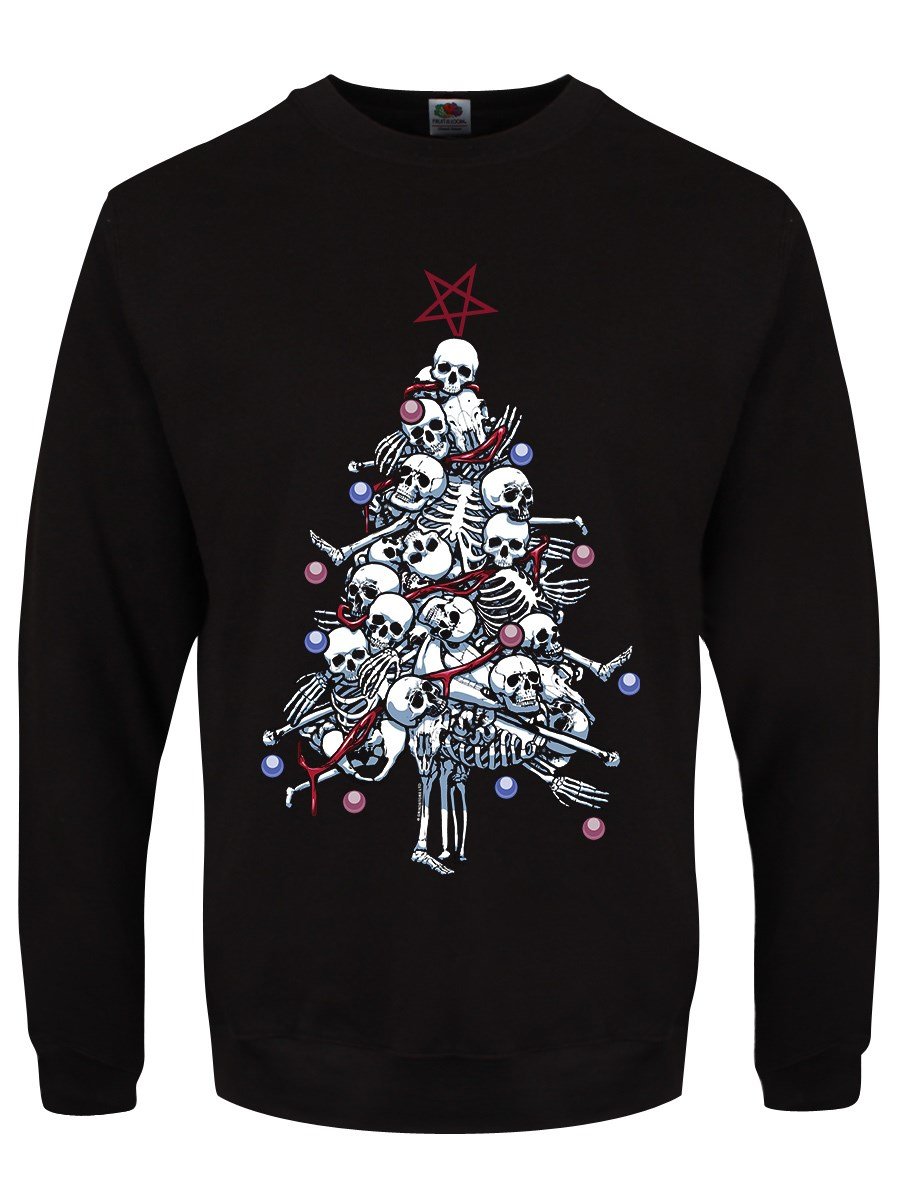Grindstore Men's Black Pile O' Bones Christmas Jumper