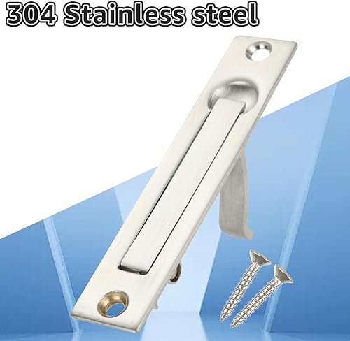 Miniatura 4 de MUXHEL 2 tiradores de borde de acero inoxidable 304 con 4 tornillos, 3.9 x 0.8 pulgadas, tiradores de puerta de bolsillo mate para tatami, armario y