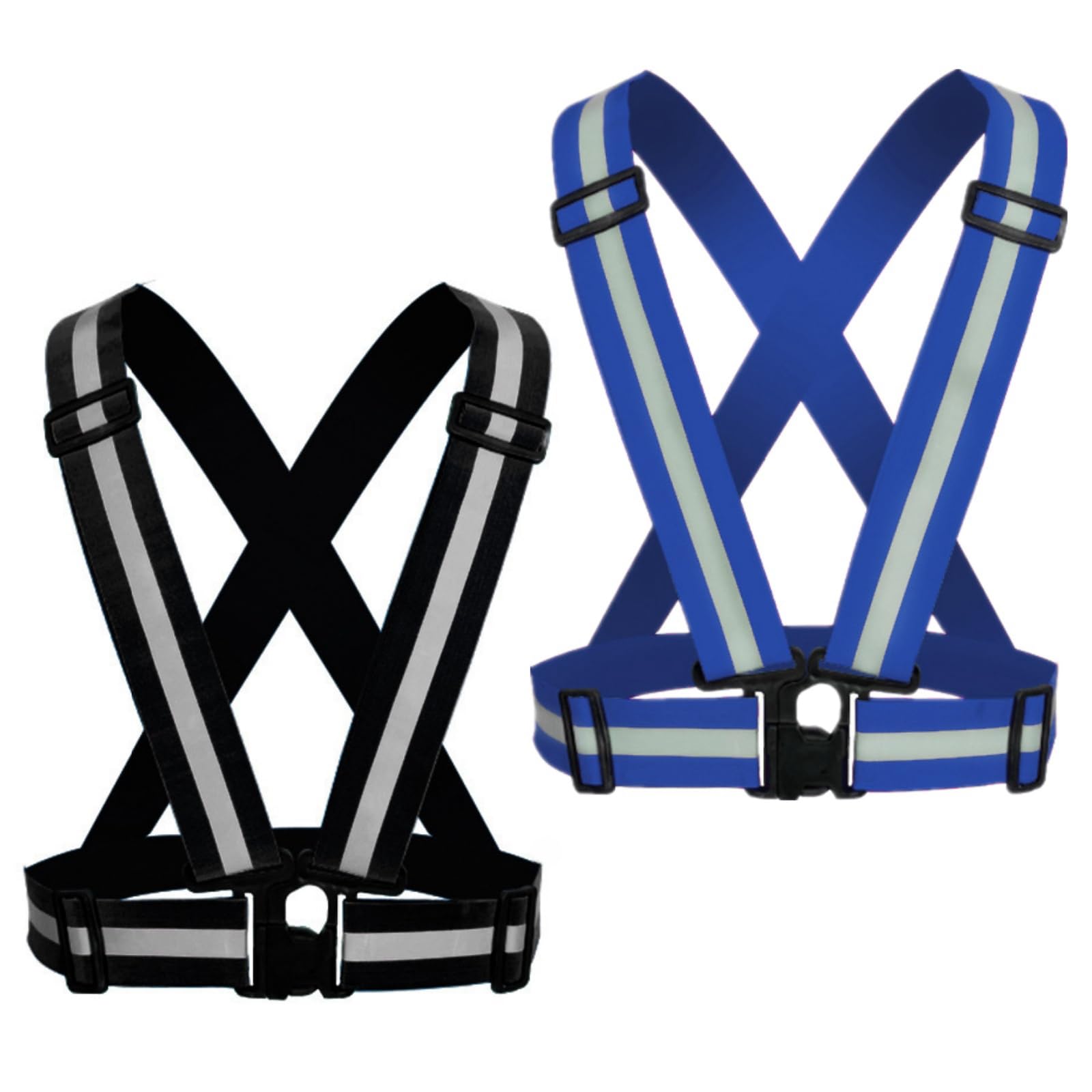Lot de 2 à 10 gilets de course réfléchissants haute visibilité avec sangle réfléchissante pour vélo de nuit pour homme, femme, enfant