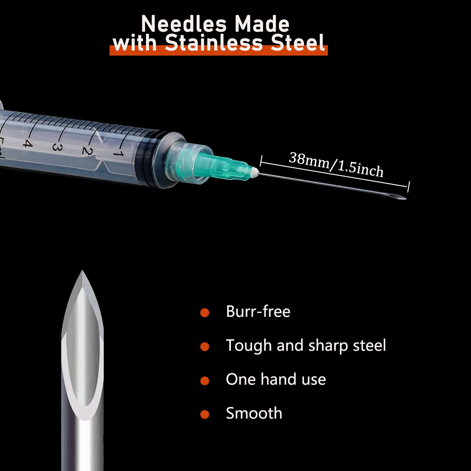 50 Pack 5ml/cc Disposable Luer Lock Lab Syringes with 21Ga 1.5 Inch Needle — Amazon image 2