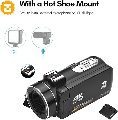 Miniatura 7 de Andoer Cámara de vídeo digital 4K WiFi videocámara DV grabadora 56MP 18X zoom digital 3.0 pulgadas IPS pantalla táctil compatible con detección de