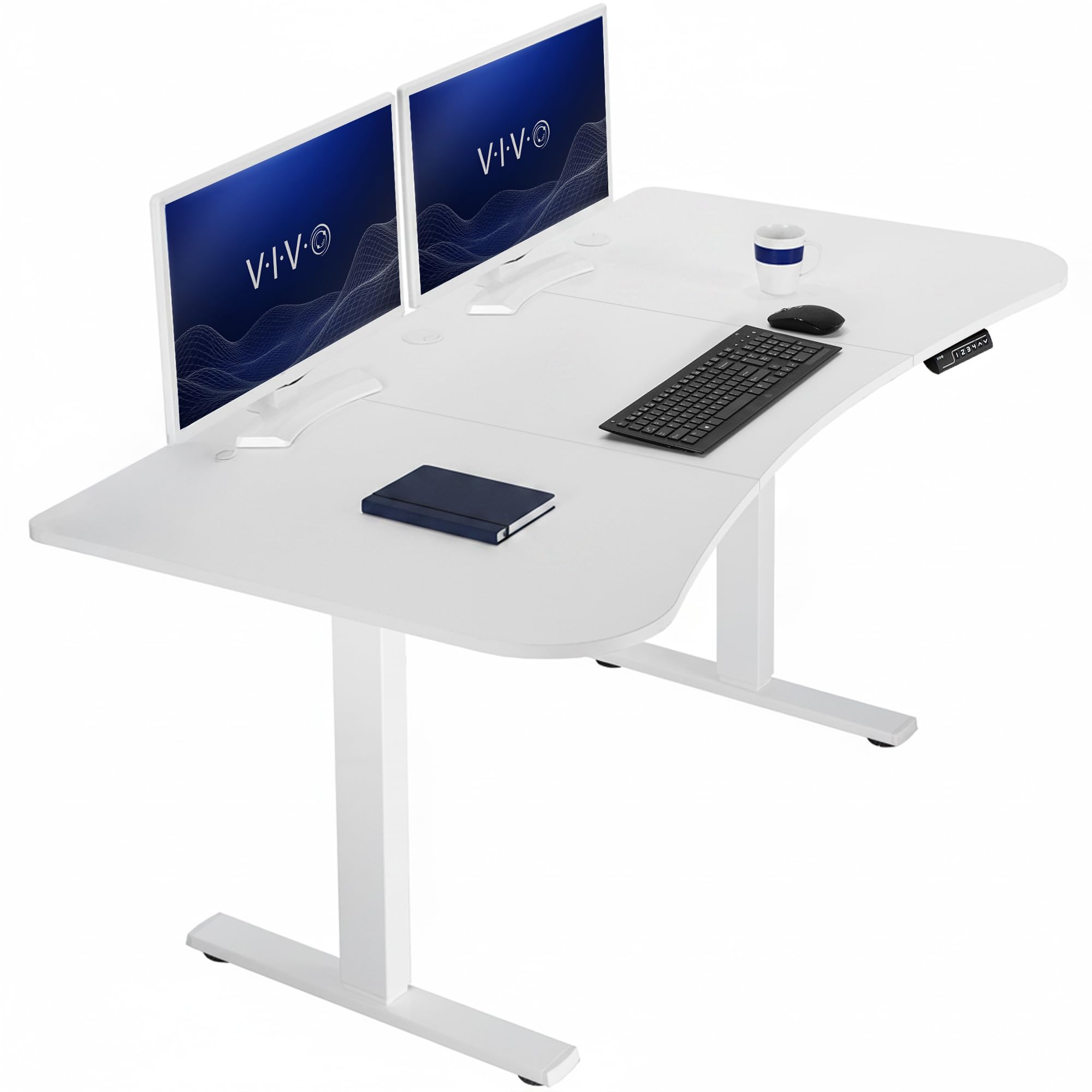 VIVO Electric 63 x 32 in Standing Desk, Memory Height Adjustment, 1B Series, Holds 220 lbs, White Top White Frame, DESK-KIT-1W1W