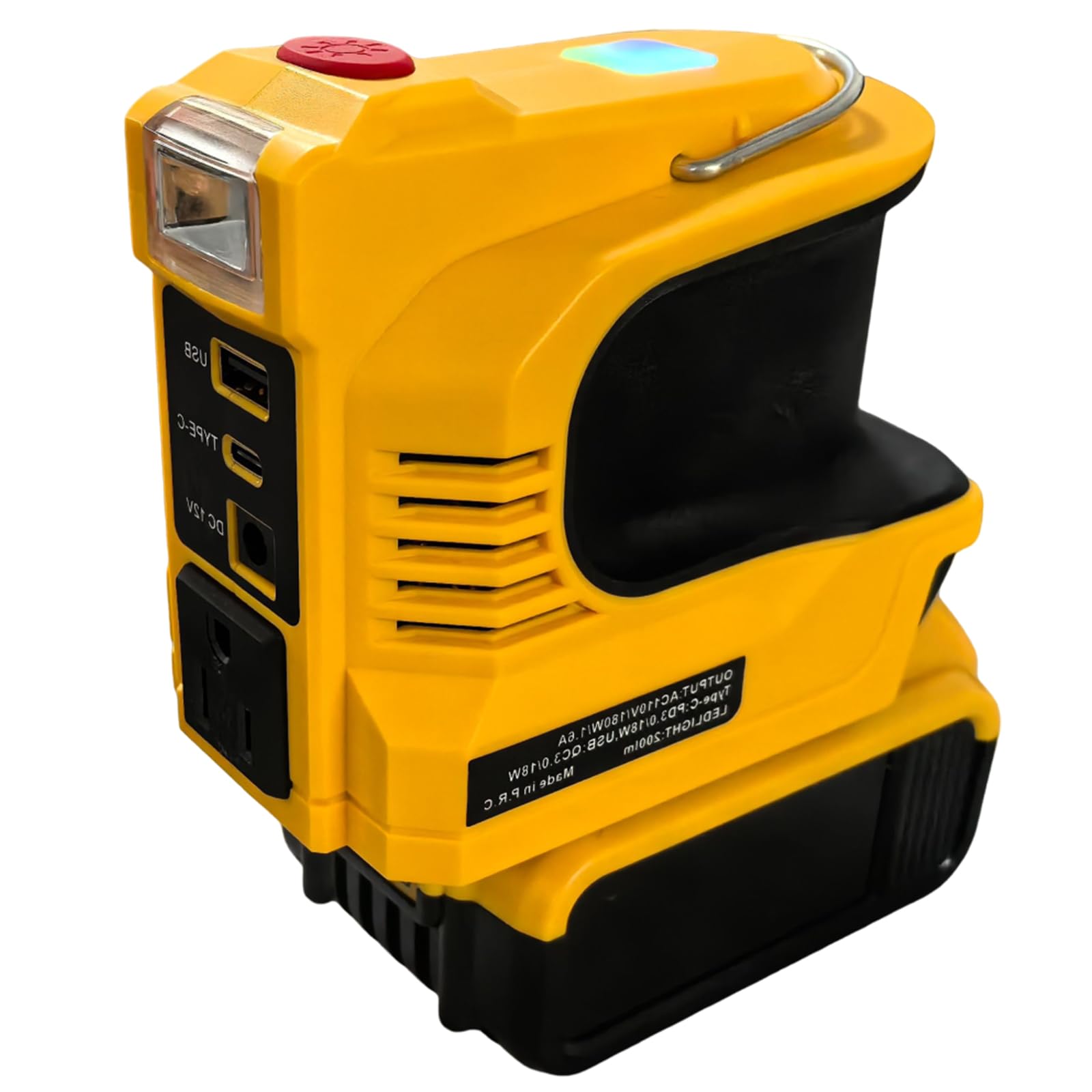 Inversor Alimentación Multifunción 180W con Apariencia Easy Carry Inverter con Puerto Carga USB para Batería 18V