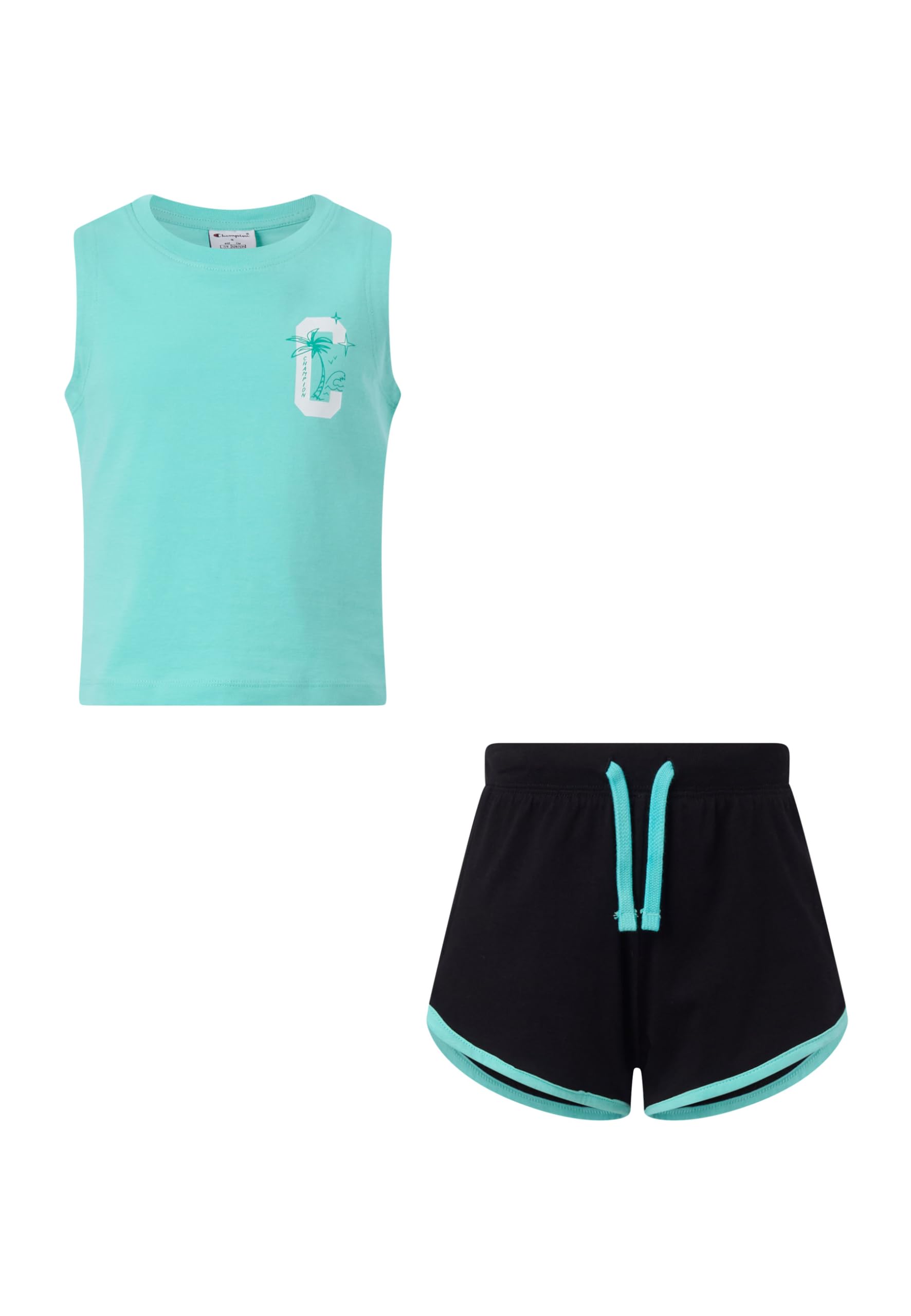 Champion Ragazza Graphic Shorts Set T-Shirt, Azzurro (BS137), L