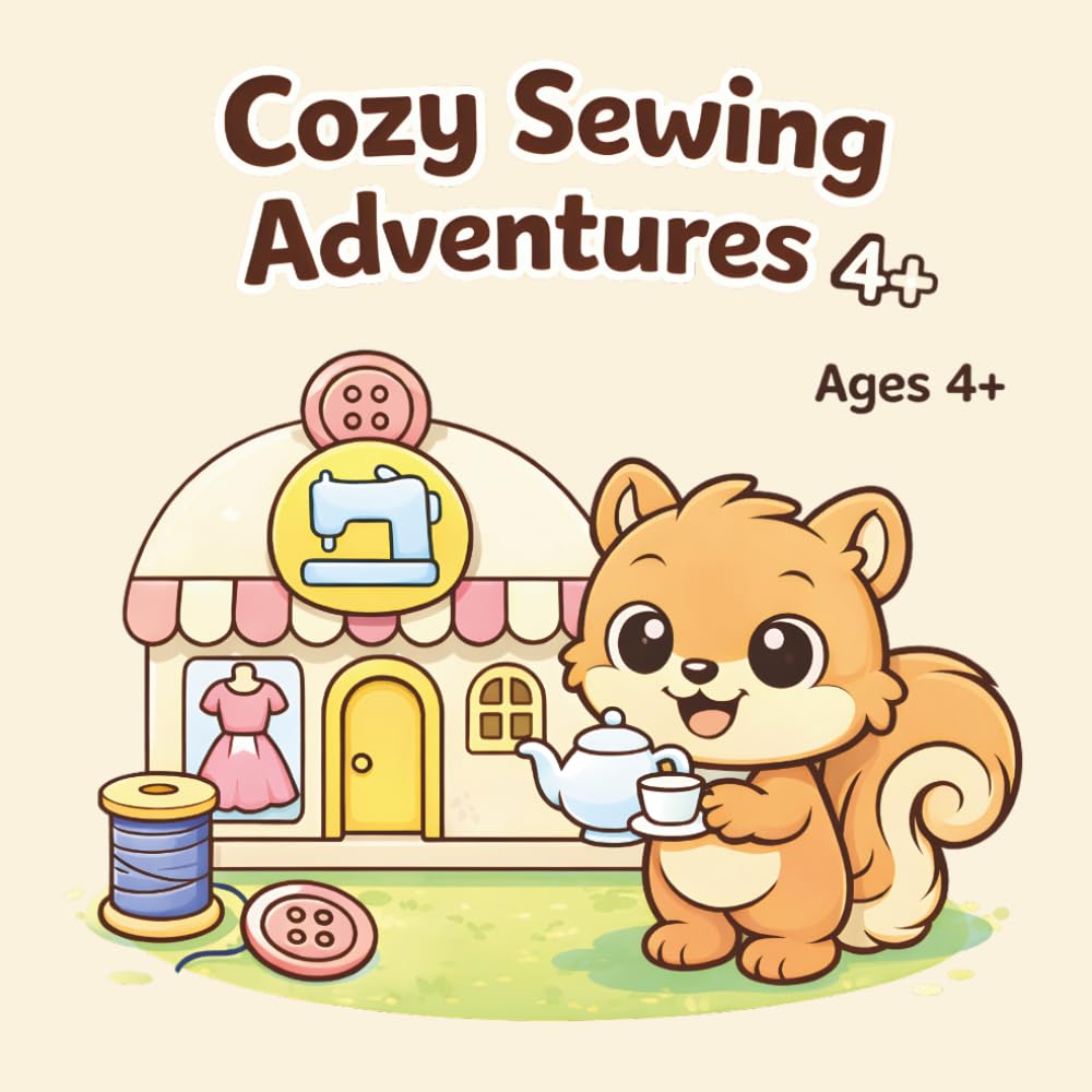 Cozy Sewing Adventures: A Cute and Relaxing Coloring Book for Kids Ages 4+