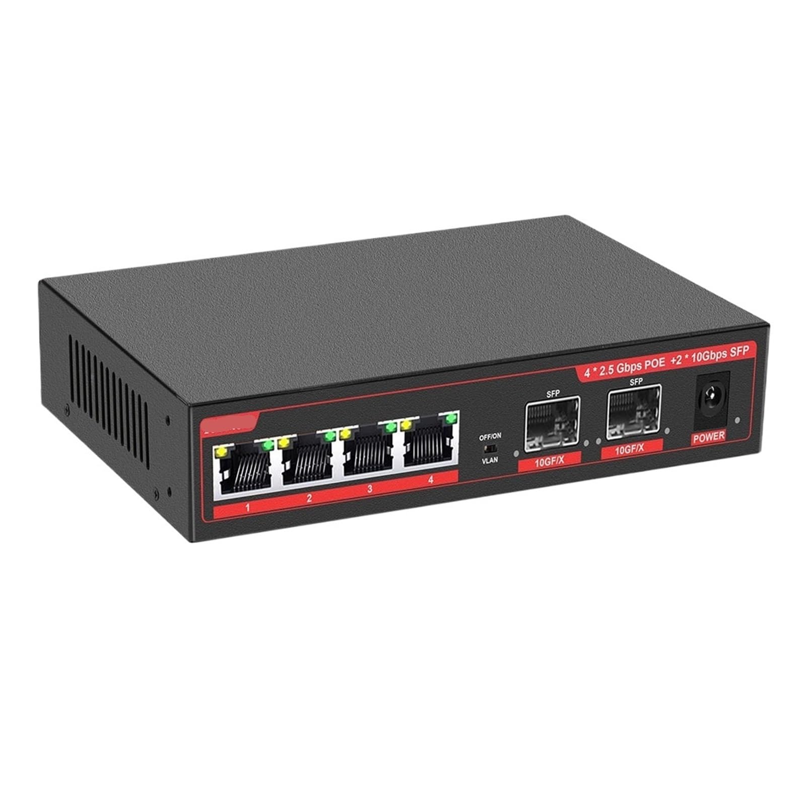 OSHZIKJII 6-Port Multi-Gigabit 2.5Gbps Unmanaged Network Ethernet 2.5G Switch Gigabit P-O//E Switch(POE Switch)