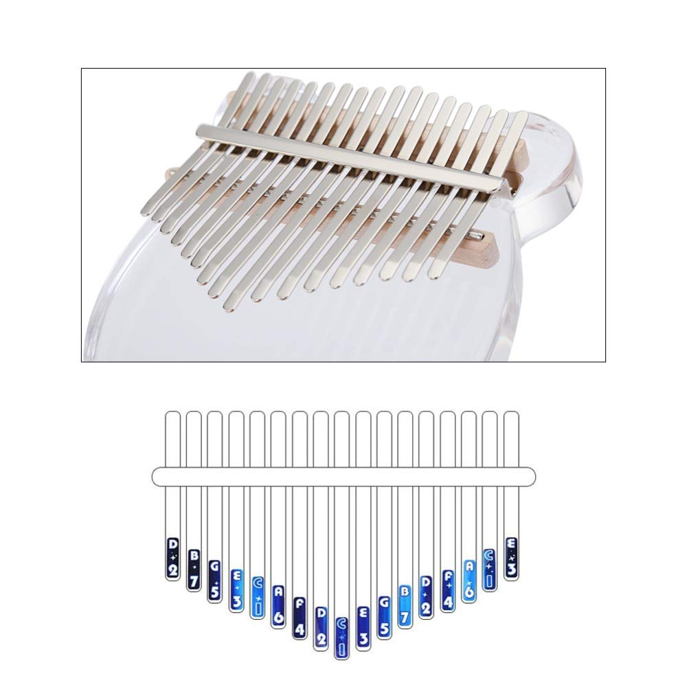 Kalimba 17 Tasten Acryl Daumenklavier mit Tuner Hammer Gig Bag Transparent Katze für Anfänger