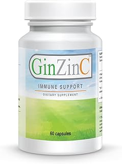 GinZinC Immune Support with Ginseng, Zinc and Vitamin C, 60 Capsules, Herbal Supplement for Immune Support, American Ginseng Root Extract, Vitamin C (Ascorbic Acid), Zinc Citrate for immune support.