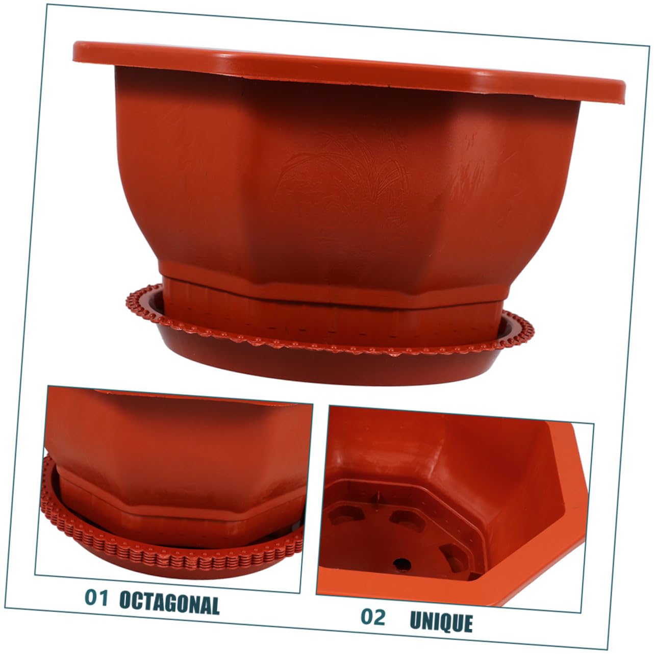 Rouges en PP Pots Octogonaux Faciles à Nettoyer et Entretenir Lot de 5 pour Plantes Succulentes pour Décoration de Jardin Extérieur