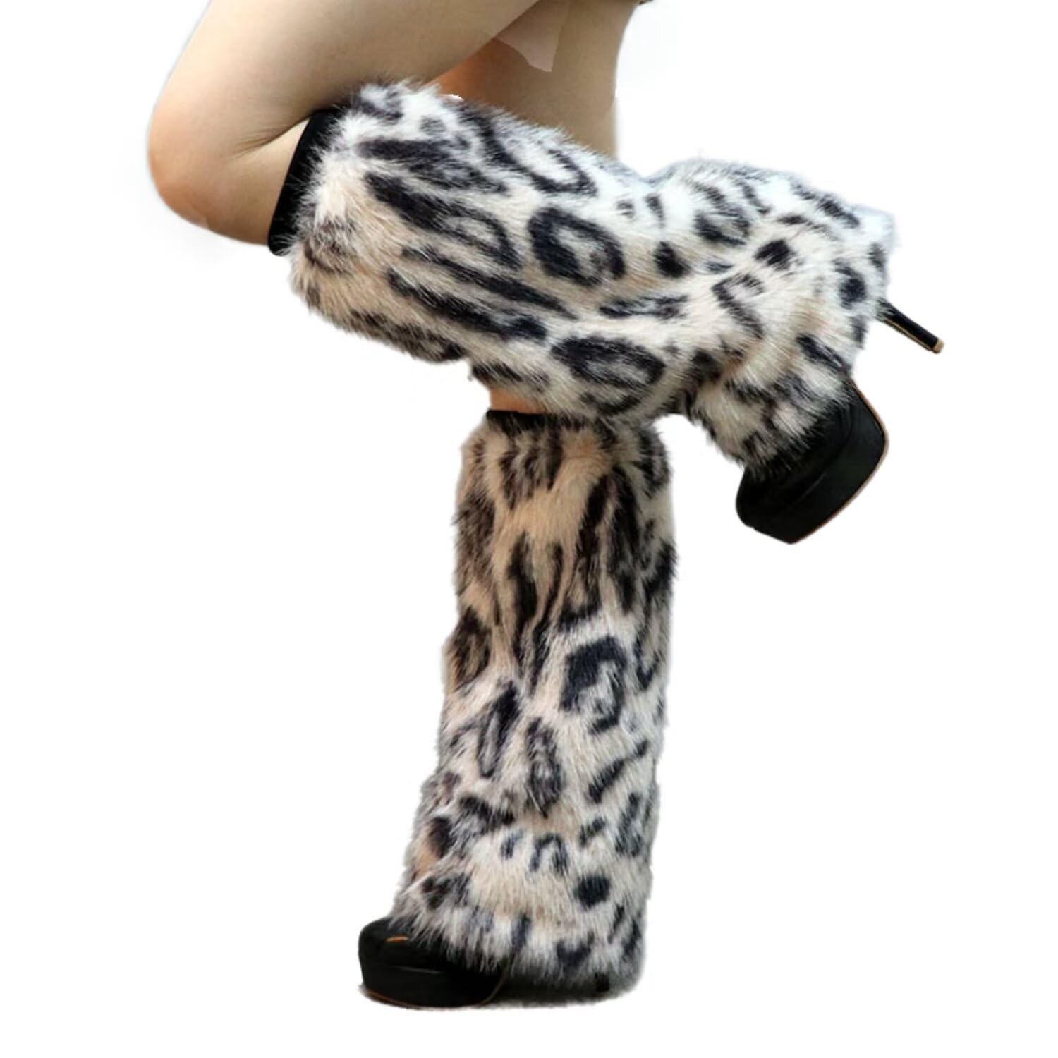 BWGHBH Women's Furry Leg Warmers Faux Fur Girl's Boot Covers Winter Warm Leg Cuffs For Party Christmas Costume