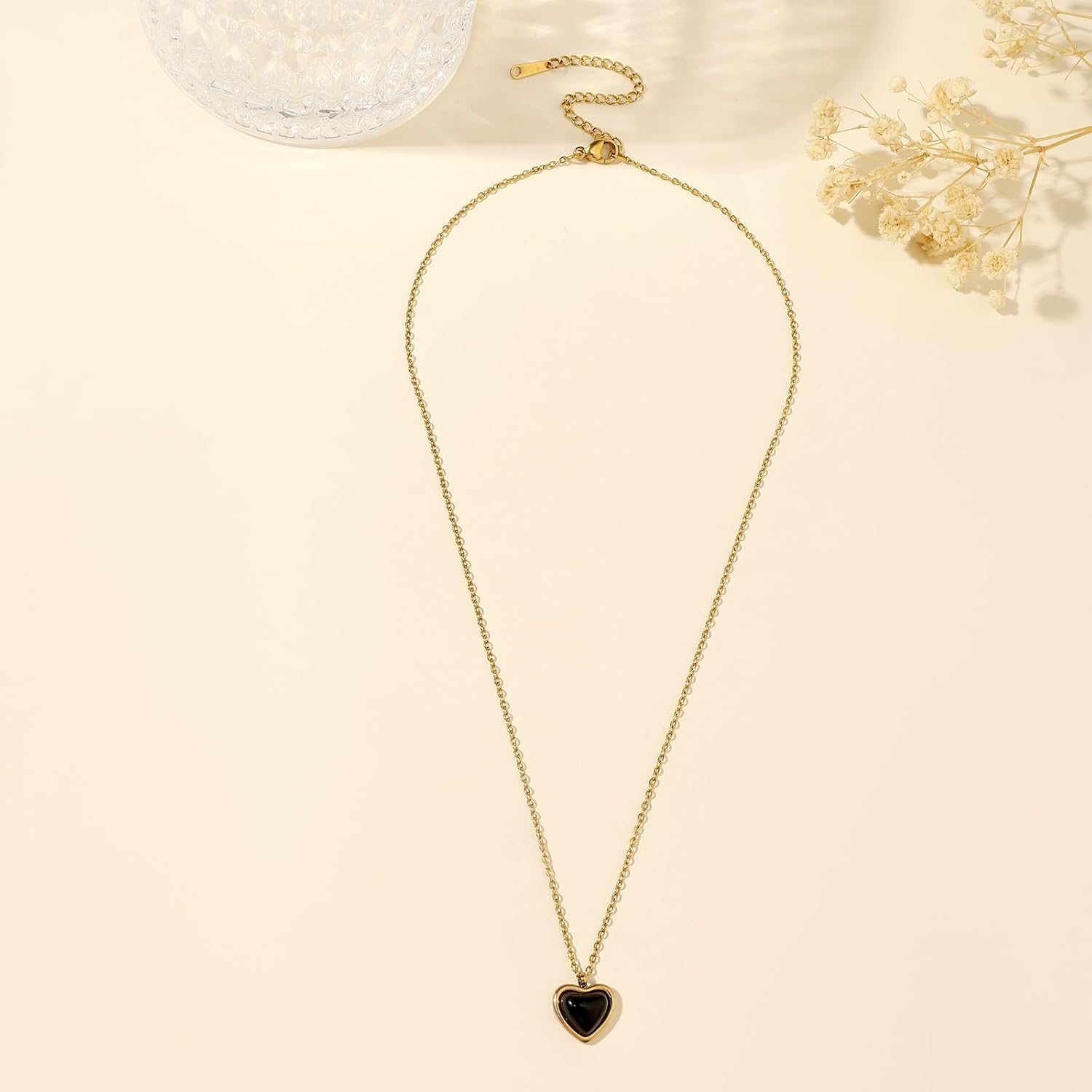 Gold Heart Necklaces for Women Dainty 14K Gold Plated Adjustable Heart Shaped Necklace Heart Crystal Pendant Necklace Heart Jewelry for Women - Image 5