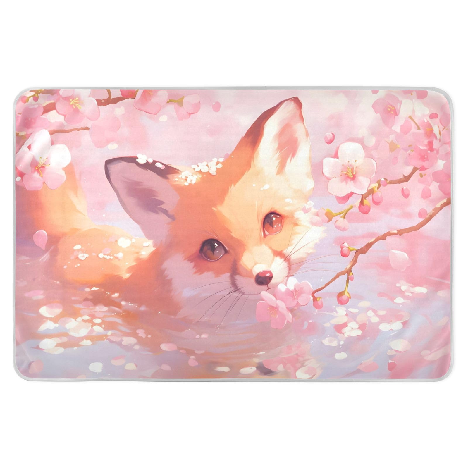 CEBUGI 34” x 52”Washable Underpads Heavy Absorbency Waterproof Incontinence Bed Pads Fox Flower Pee Pads for Adults Kids and Baby