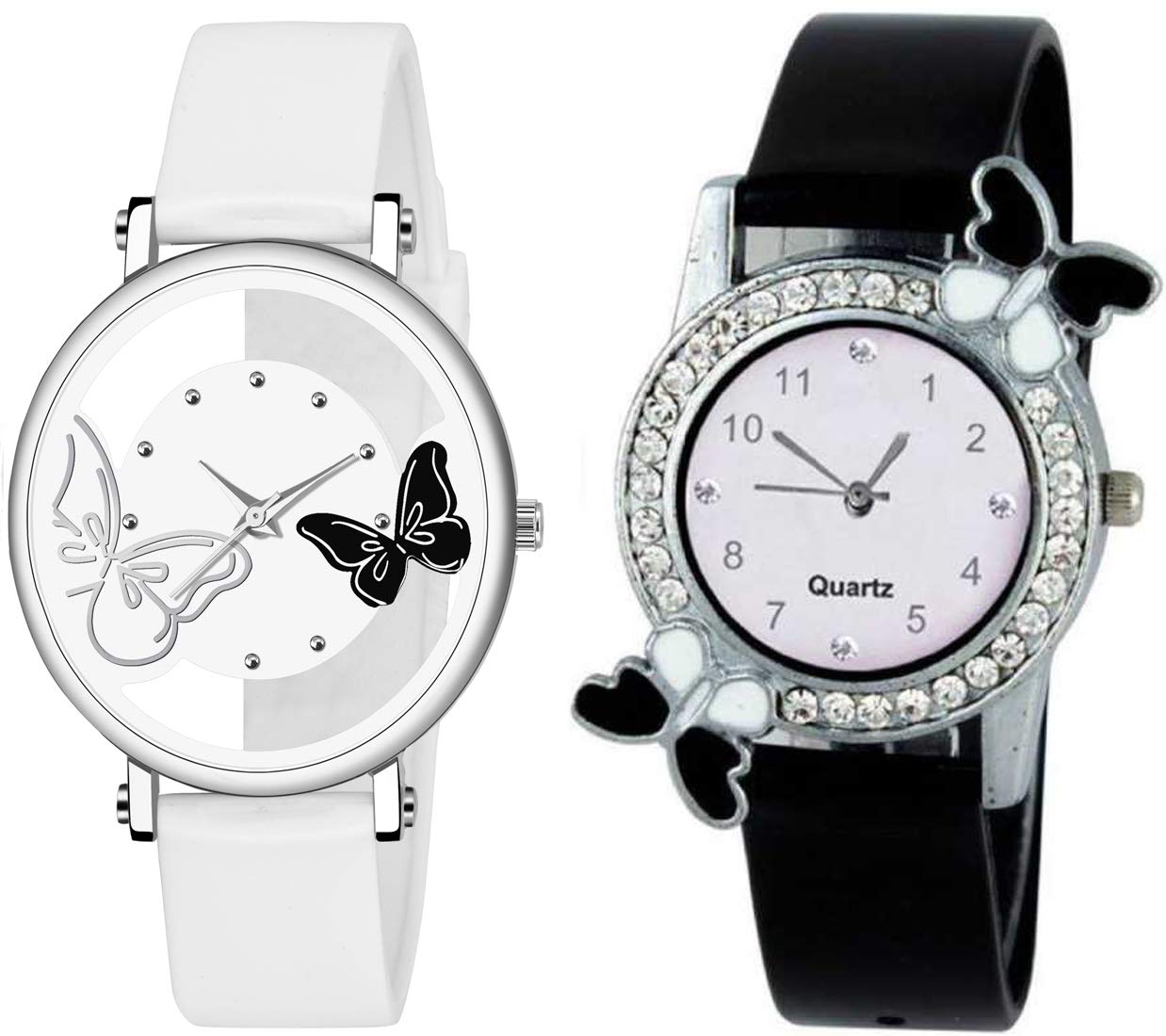 NiyatiFab Black and White Dial Combo Watch for Girls and Women (B07Q8XQWC6) Amazon Price History, Amazon Price Tracker