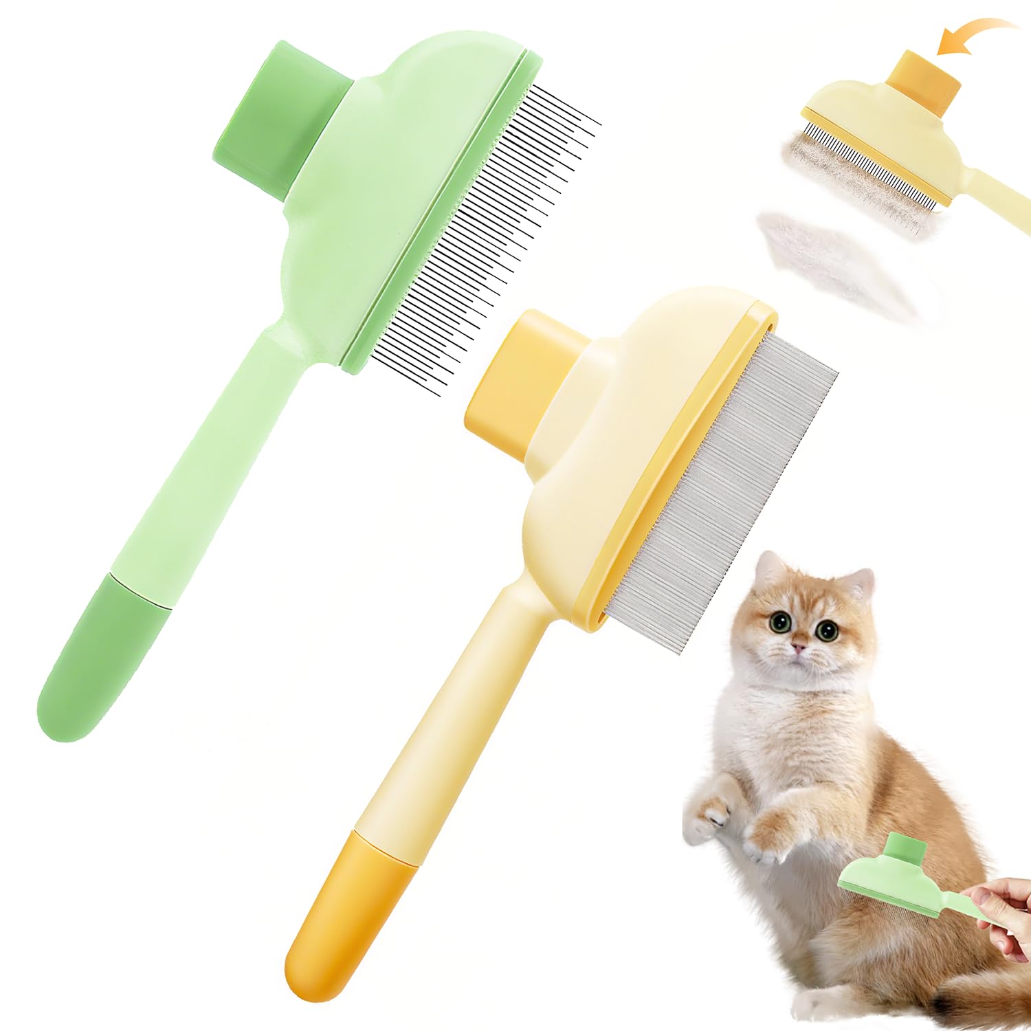 2 Piezas Cepillo Para Perros y Gatos, Peine Para Eliminar el Pelo de Mascotas, Cepillo Gato Peine, Cepillos Para Gatos, Cepillos de Limpieza Automática Para Perros, gatos y Mascotas