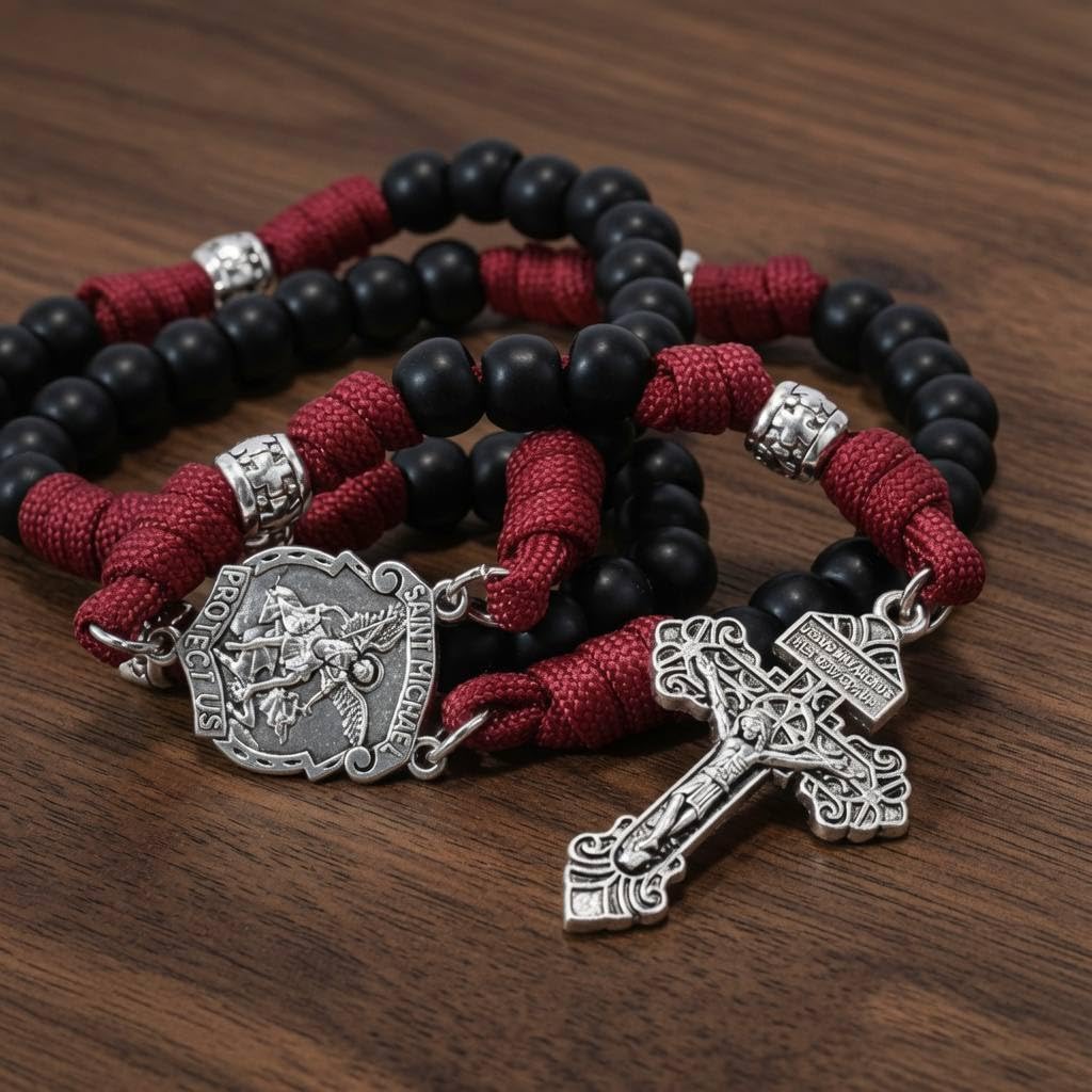 Nazareth Store St. Michael Paracord Rosenkranzperlen Robuste Rosenkranzkette Starke Kordel Katholisches Pardon-Kruzifix - Image 2