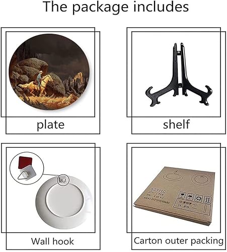 Miniatura 6 de Platos de cerámica, platos de cerámica decorativos occidentales, escena de montaña de roca, paisaje de vaquero, 8 pulgadas, para comedor, fiestas,