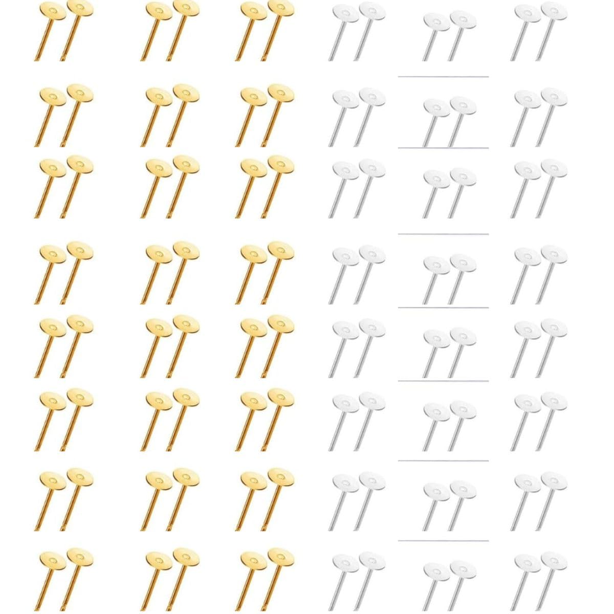 Dhruv Crafts Earring Posts Stainless Steel Hypoallergenic Flat Pad Earring Studs for Jewelry Making |100 Pieces|-image-10