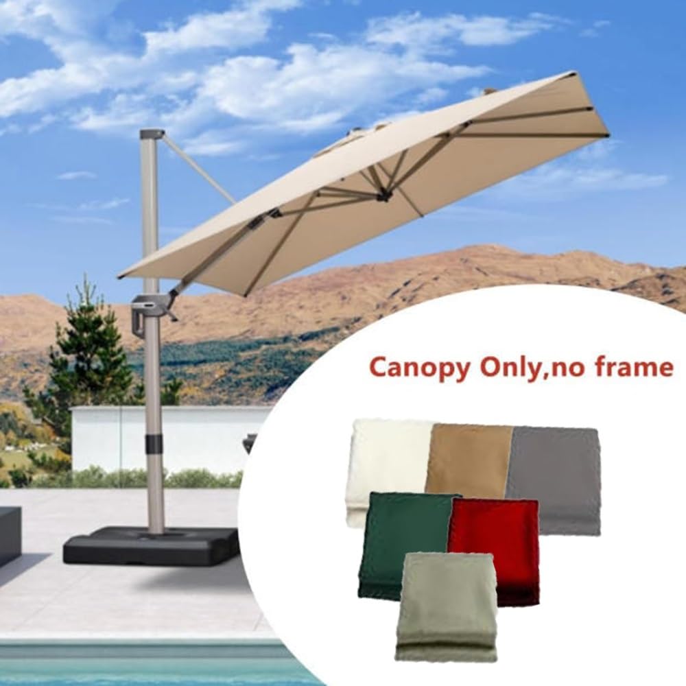 Quadrato Baldacchino di Ricambio 8 Stecche Telo di Ricambio per Ombrellone Decentrato 3×4m 2,5×2,5m Tessuto di Ricambio per Ombrellone da Giardino(Top,300x300cm (9.8x9.8ft))