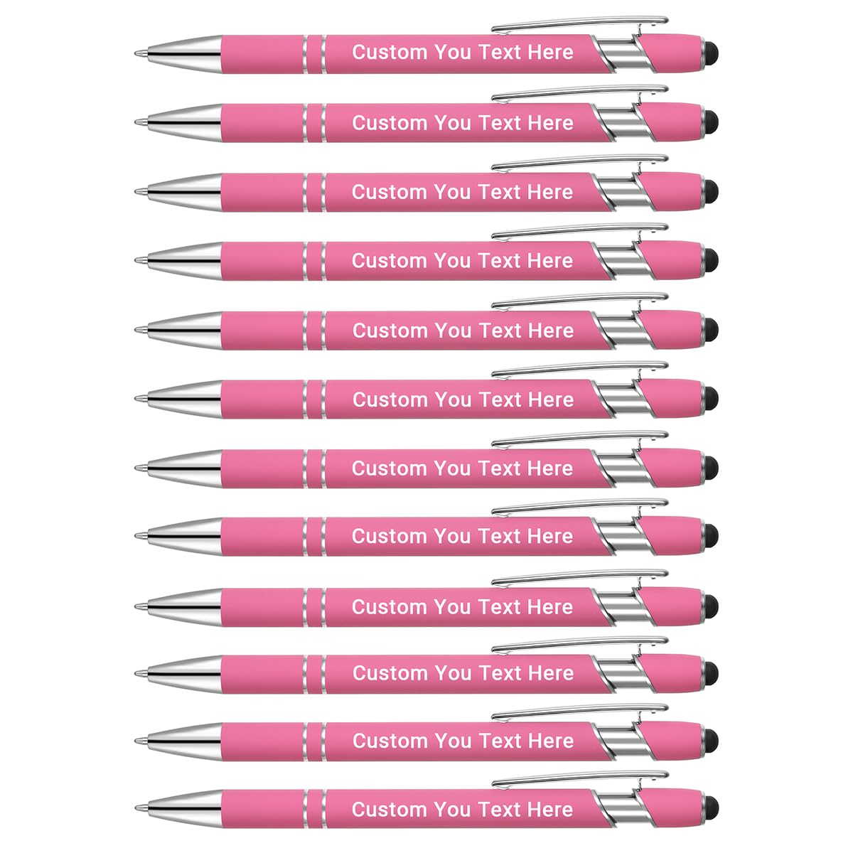 Zoonnis 48 Pcs Personalized Ballpoint Pens with Stylus Tips for Business Personalised Engraved Pen In Bulk for Women Men with Name Text Customised Pen Writing Custom Pen With Black Ink for School