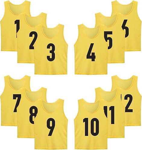 LTHYTY Paquete de 12 camisetas numeradas 1-12 baberos de fútbol piñones de Scrimmage chaleco de entrenamiento de equipo para adultos y jóvenes y