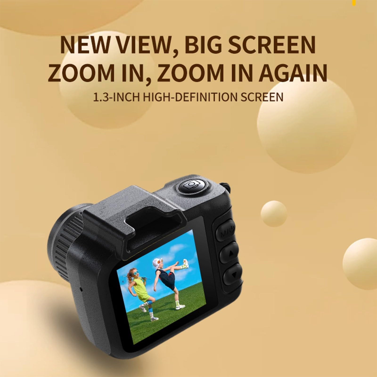 Cámara retro con resolución 1080P, pantalla de 1,3 pulgadas, bucle automático para fiestas diarias, cámara digital con bucle de batería externa