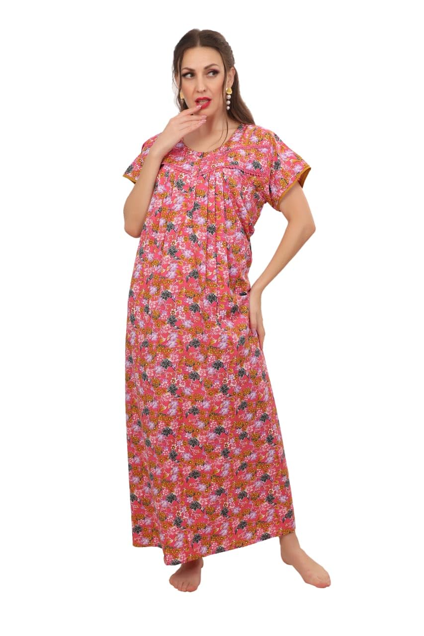 Kaif Relax WEAR Feeding Dress for New Moms | Cotton Maternity Nighty | Zipless Nursing Gown with Pull-Up Access | Ankle Length Pregnancy Wear | Pre & Post Maternity Gown-image-12