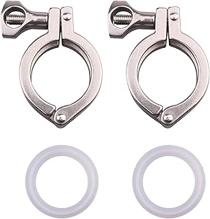 DERNORD Tri-clamp Stainless Steel 304 Single Pin Heavy Duty Tri Clamp with Wing Nut for Ferrule TC with 1 pc Silicone Gasket (1.5" Tri-clamp+Silicone Gasket) (1.5 Inch Tri clamp Size: 2 Pack)