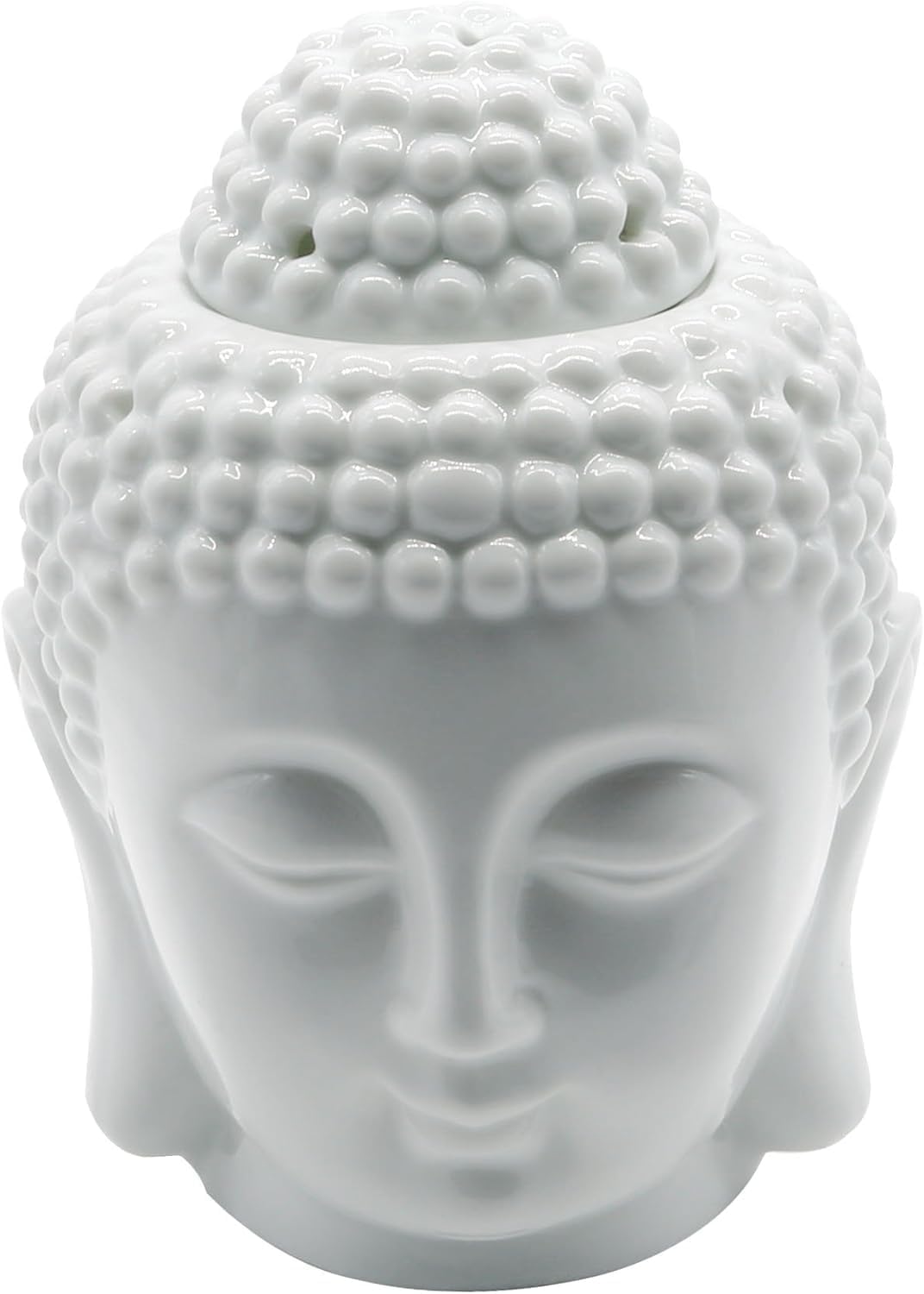 Printzkala White Ceramic Buddha Head Fragrance Oil Warmer Lamp (5.5 Inches),Fragrance Diffuser with 1 T-Light for All Air Freshner and Home Decor