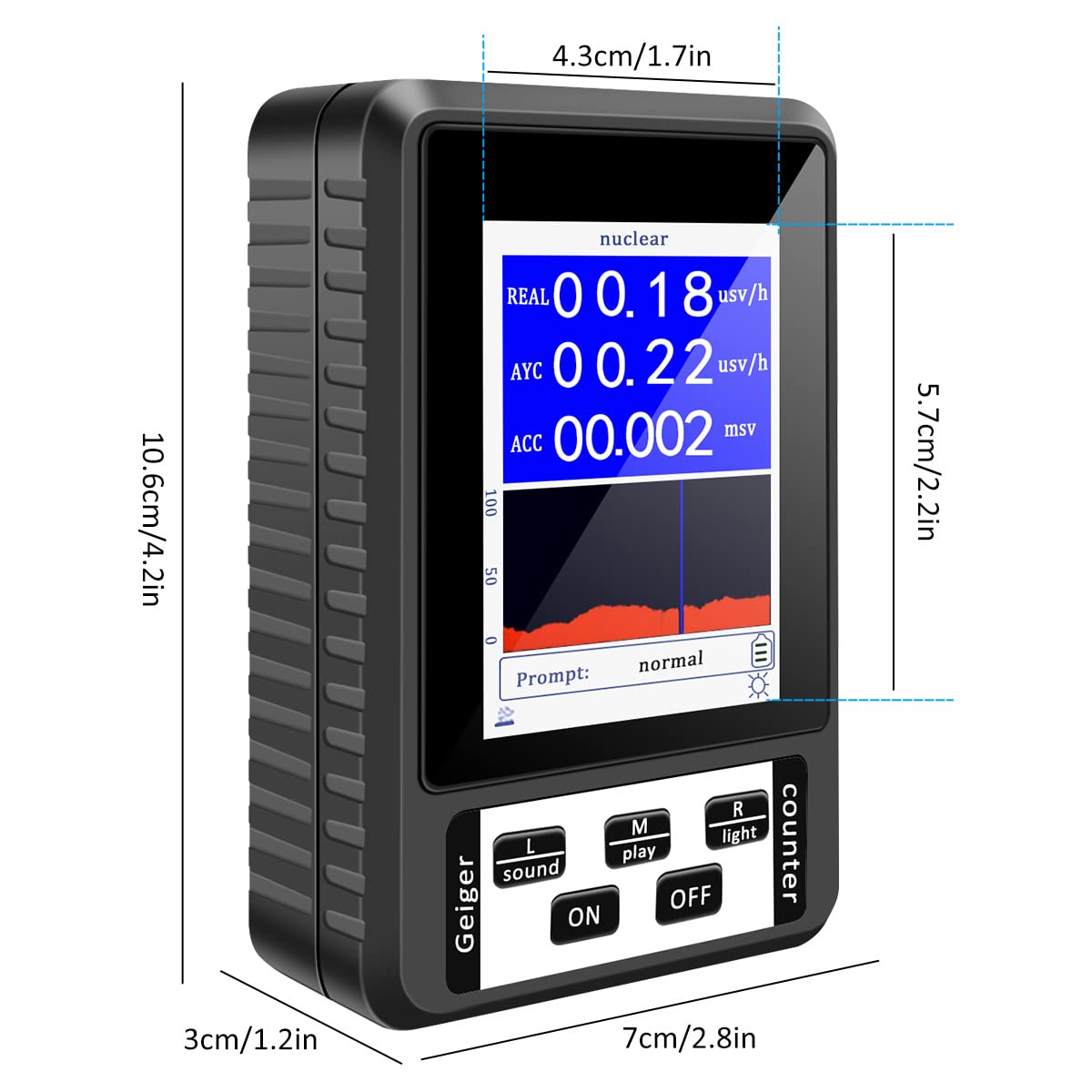 Contatore Geiger, radiometro radioattività, riutilizzabile, misuratore EMF, ricarica USB, dosimetro retroilluminato, dosimetro personale, radioattività, Sch