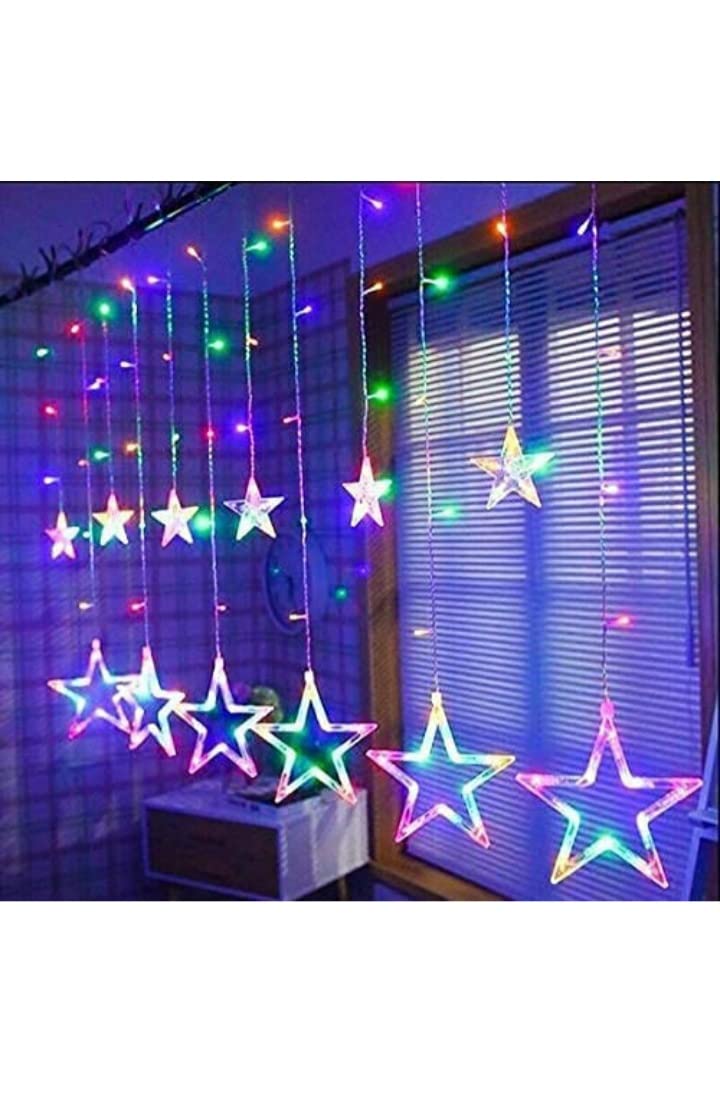 KIRTI Star Multicolor Lights RGB 12 Star Lighting 138 led Curtain Light for Decoration All Occasion Lights Christmas, Wedding, Diwali, Birthday, Valentine's Day Star Light