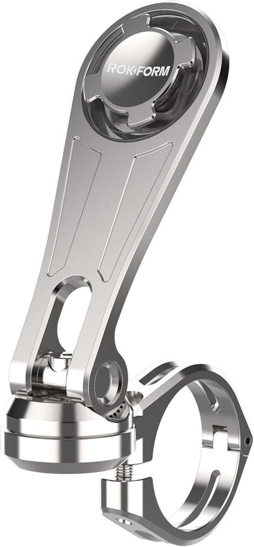 Rokform - Motorcycle Handlebar Phone Mount, Mounts to any Handlebar from 7/8" to 1.5" (22.2mm-38.1mm), Secures using RokLock Twist Lock (Polished Aluminum)