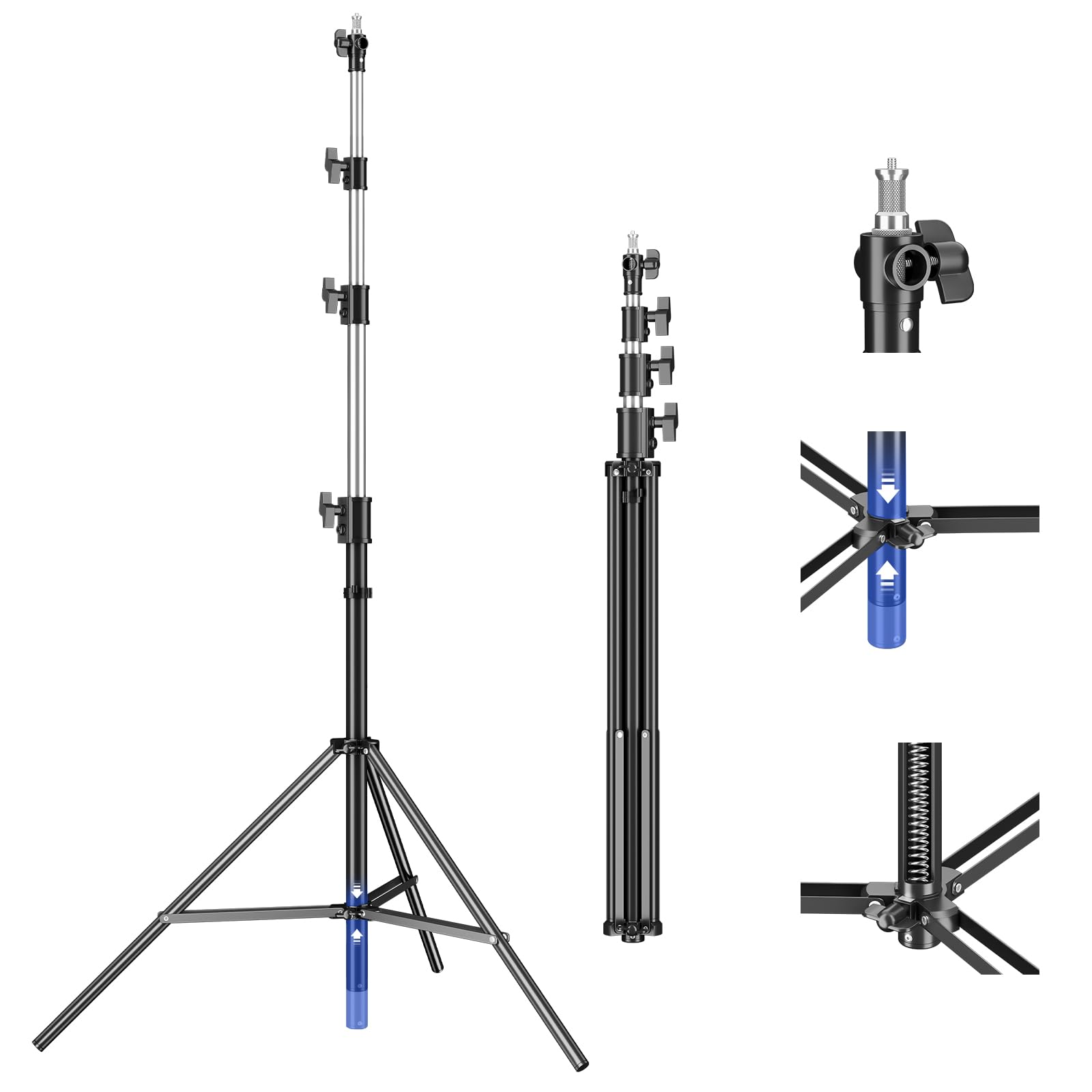 Soonpho 410cm Pro Stativo Fotografico Supporto Resistente per Luce Light Stand Treppiede per lampada Pro Spring, 410 cm, in alluminio, 4,1 m, altezza massima 15 kg