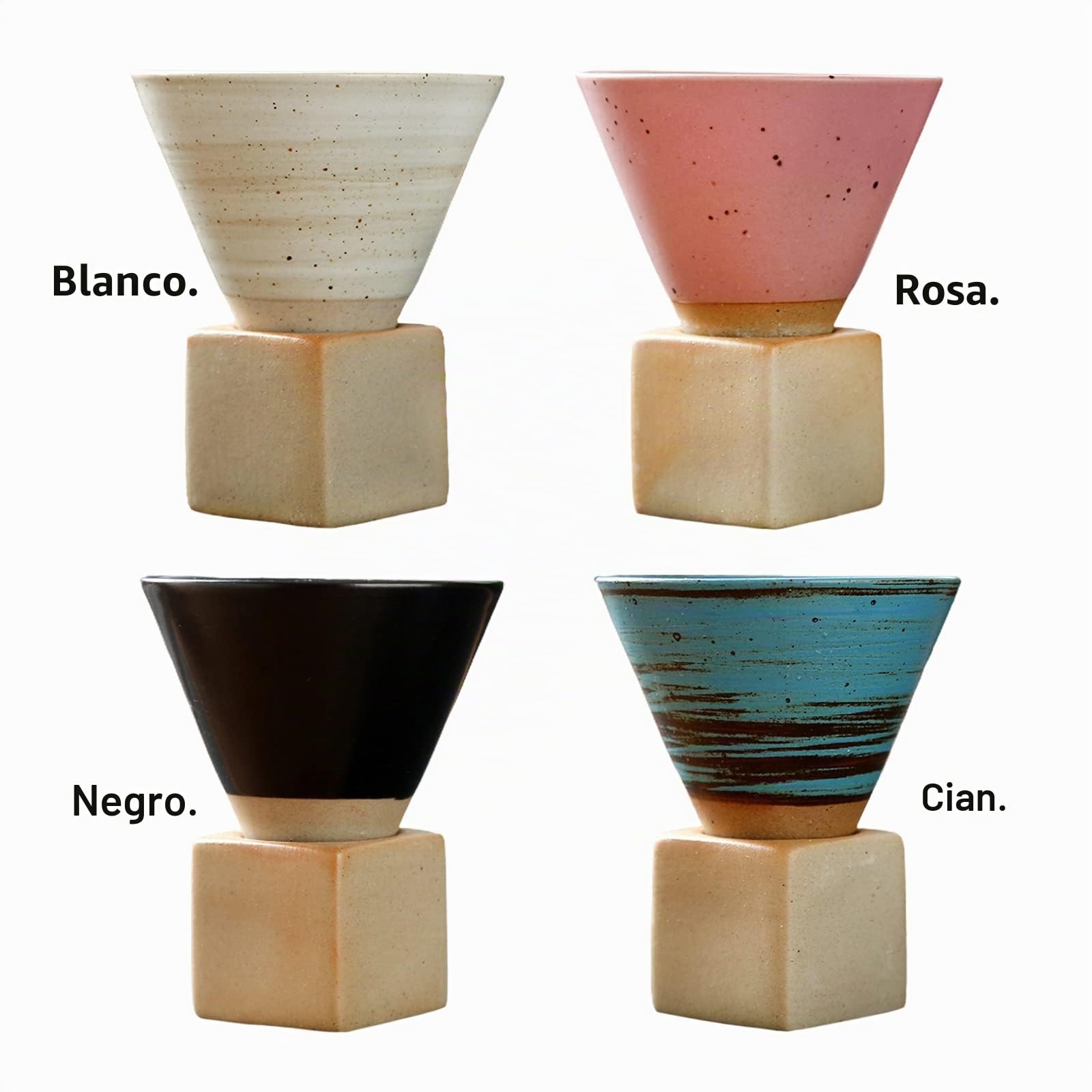 4 tazas de café de cerámica vintage con base de 200 ml, taza de café de cerámica gruesa creativa, taza de té para café expreso, té con leche