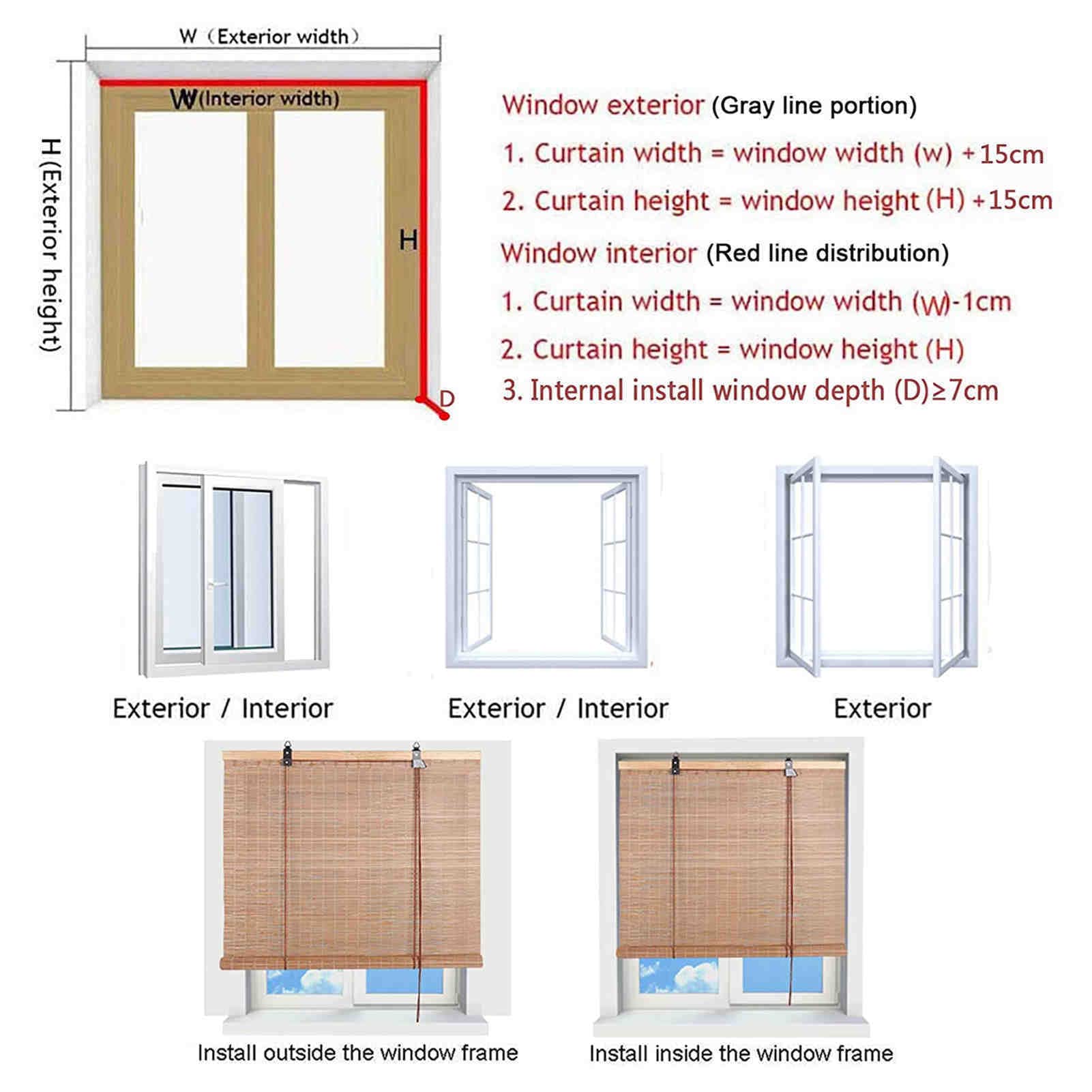 Bambusrollo für Türen und Fenster, Büro Seitenzug Fensterrollo,70% Blickdicht Sichtschutz Sonnenschutz Anti-UV,Für Fenster und Türen