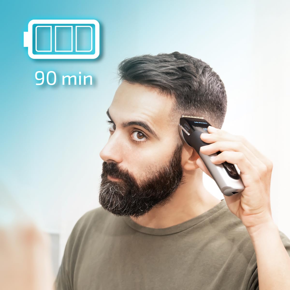 Cecotec Bamba PrecisionCare tytanowe ostrze powlekane tytanem, autonomia 90 min, do 30 mm, bezprzewodowa, 3 grzebienie prowadzące, wyświetlacz, alarm konserwacyjny, funkcja blokady.