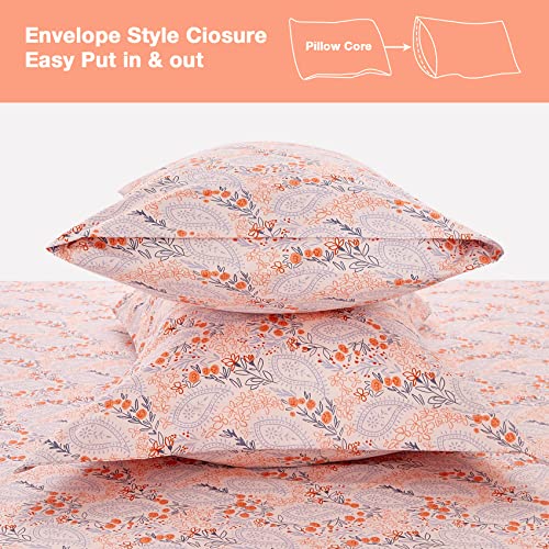 Image of JSD Pink Paisley Floral Print Sheet Set Cal Full Deep Pocket | 4 Piece Soft Microfiber Sheets, OEKO-TEX Certified, Easy Care