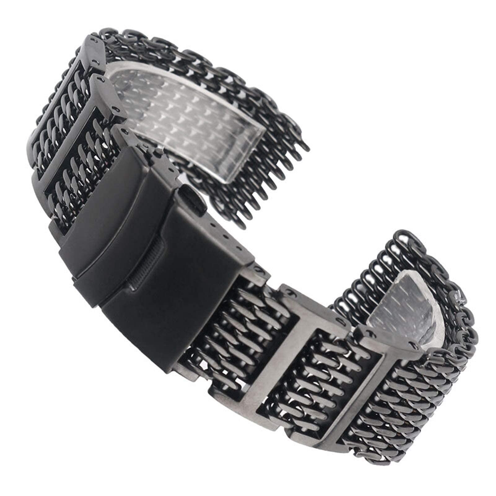 20/22/24mm Mesh Pasek ze stali nierdzewnej Czarny pasek do zegarka Wymiana bransoletki (szerokość pasma: 20mm)