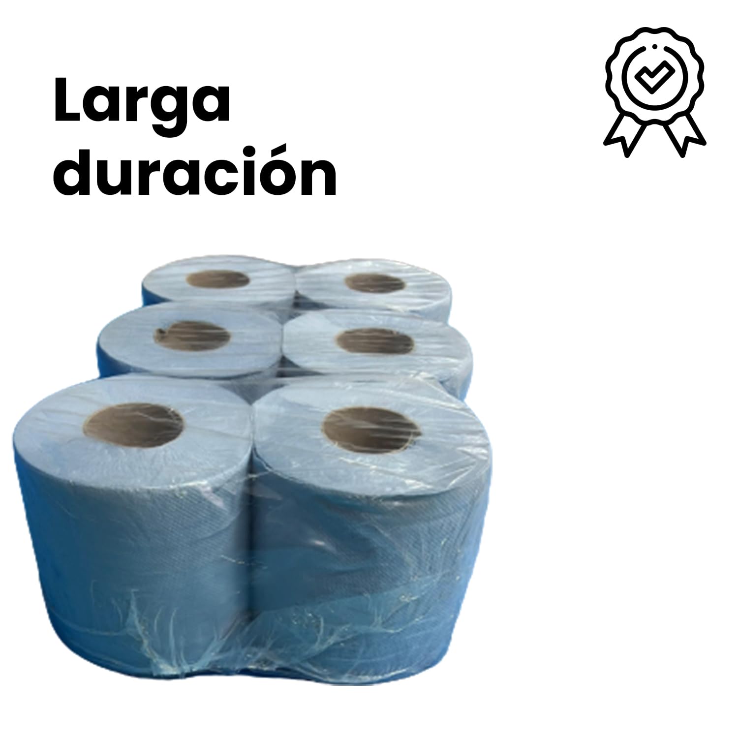 Bobinas papel industrial secamanos azul reciclado 1Kg 140 metros/rollo | Papel Mecha| Pack 6 rollos