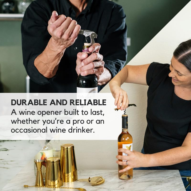 A Bar Above Cavatappi per vino (3 pezzi, rivestimento nero) – Estrattore di viti con rivestimento antiaderente per barista – Cavatappi per bottiglie di vino, birra e altro – Strumenti da bar perfetti