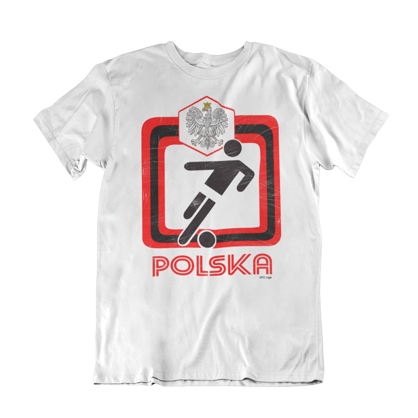 Boys or Girls Poland 2022 Football Kids T-Shirt Classic Retro Square Design Polish Euro Team White