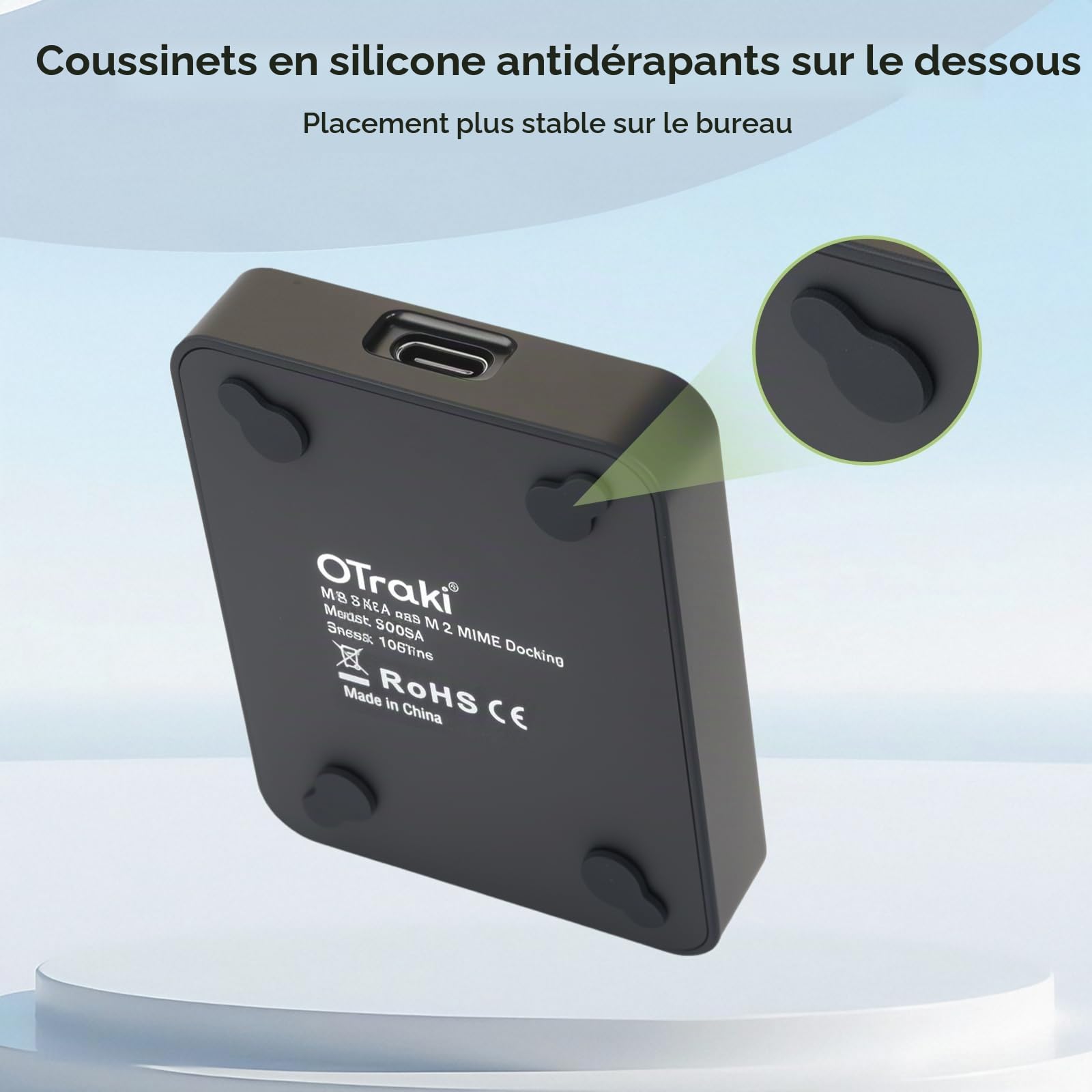 OTraki Station d'accueil M.2 NVMe & SATA, USB 3.1 Gen 2 10Gbps Adaptateur USB NVMe pour Clé M-Key B&M-Key, Adaptateur Double Protocole M2 Boîtier SSD pour 2230 2242 2260 2280 SSDs