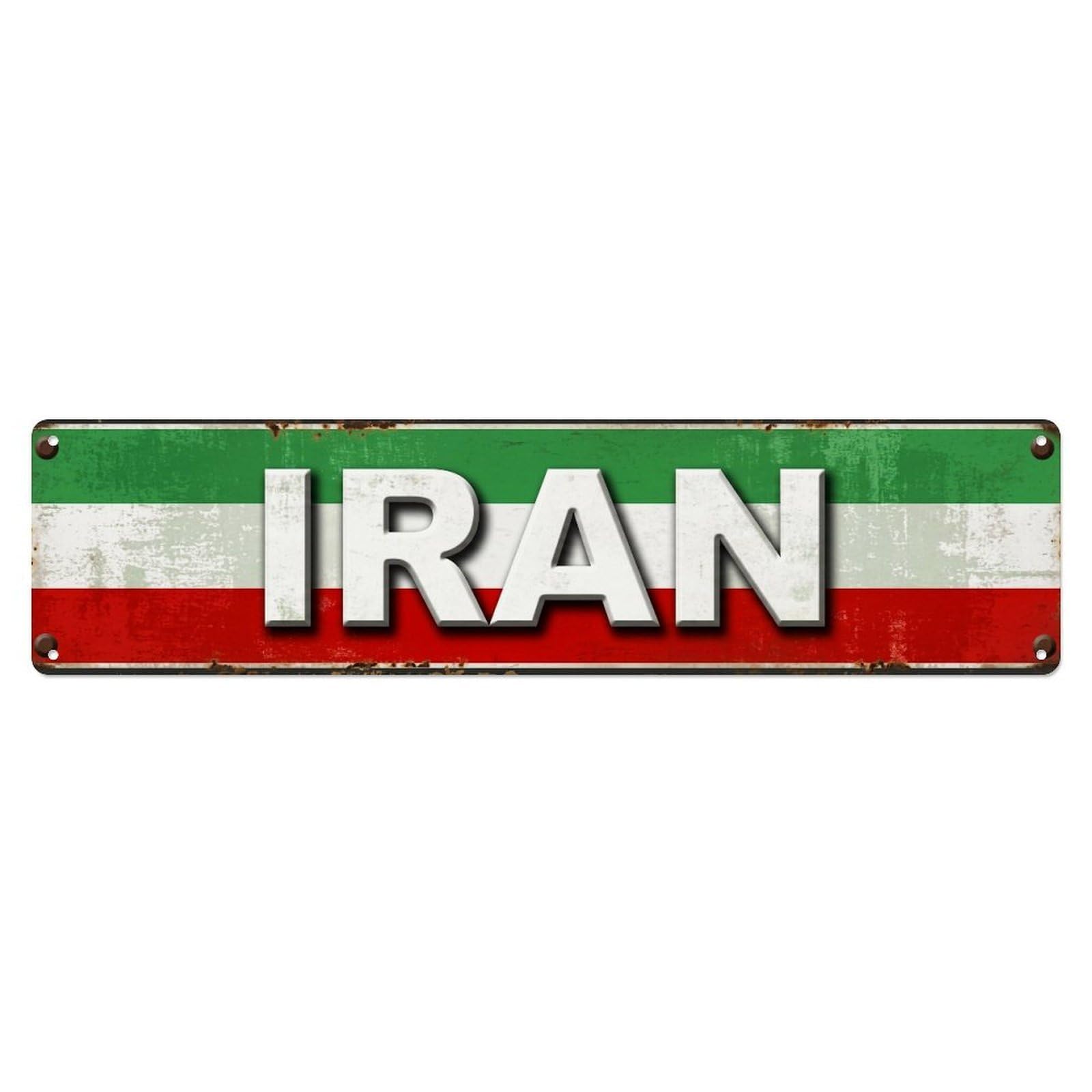 Metal Tin Sign Vintage Iran Flag Pattern