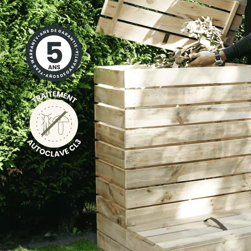 Composteur en Bois traité 79 x 81 x 100 cm AltoL - 320L - Cerland