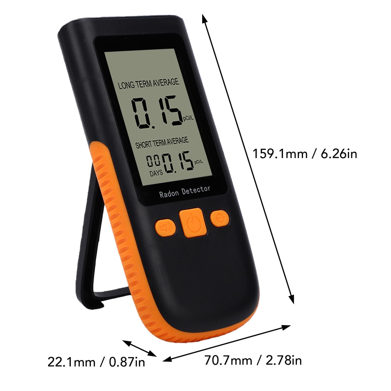 Rilevatore di Radon, Schermo a Colori TFT 0-270pCi/L con Alimentazione a Batteria, Monitor di Radon Portatile per Casa, Ufficio, Scuola, Hotel, Seminterrato (Batteria Non inclusa)