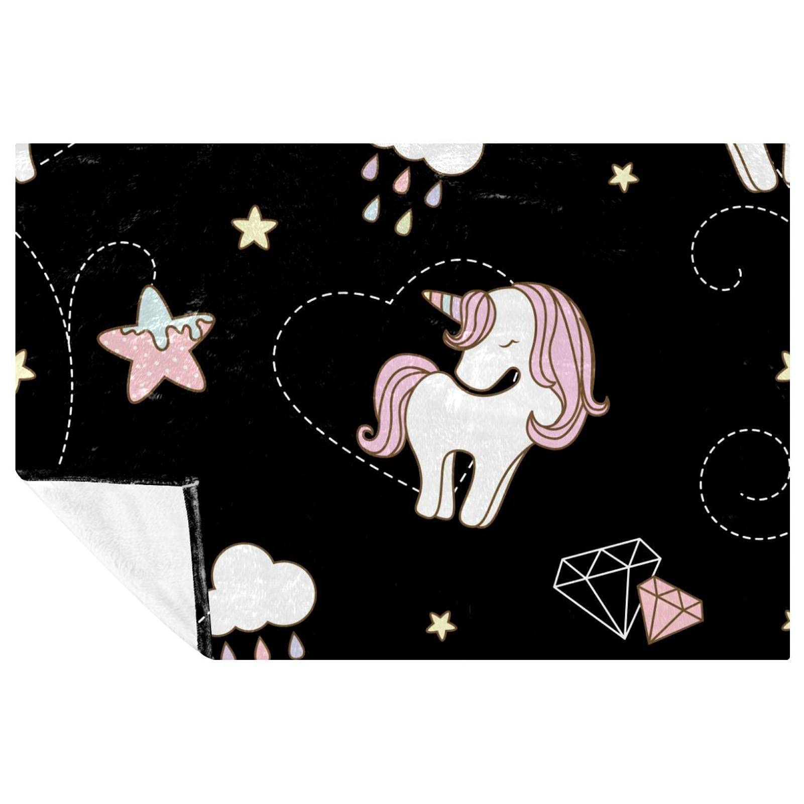 Couverture licorne ciel étoilé 150x100cm le cadeau doux idéal pour lit et voyage