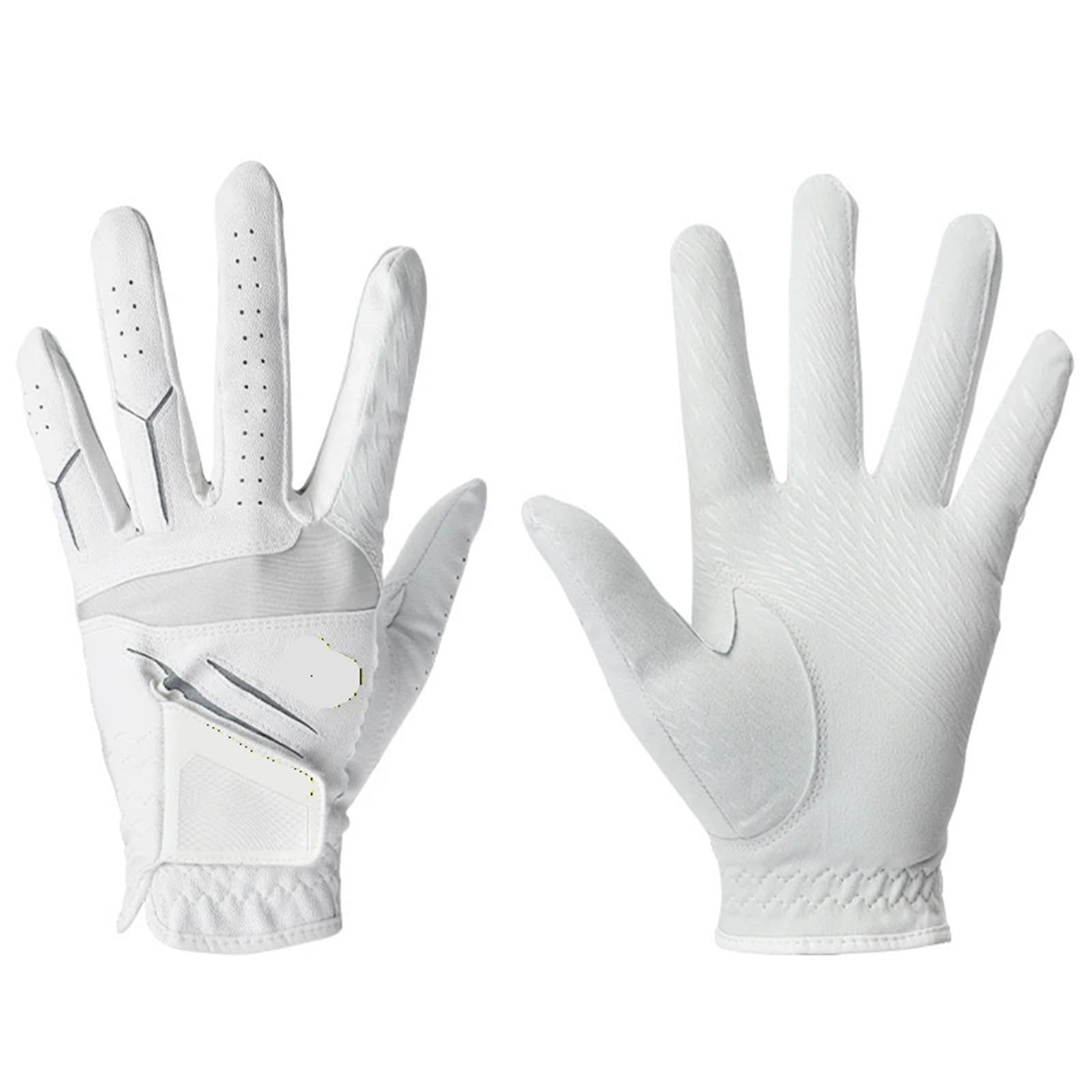 Générique Gants de Golf en Microfibre d'agneau Blanc, compatibles avec la Main Gauche des Hommes, Extensibles, Respirants, antidérapants, à séchage Rapide